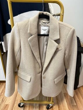 Abercrombie & Fitch Beige Tailored Wool-Blend Blazer Sz Small